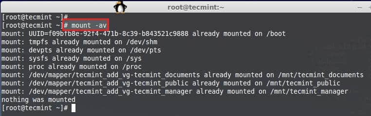 Verify fstab Entry