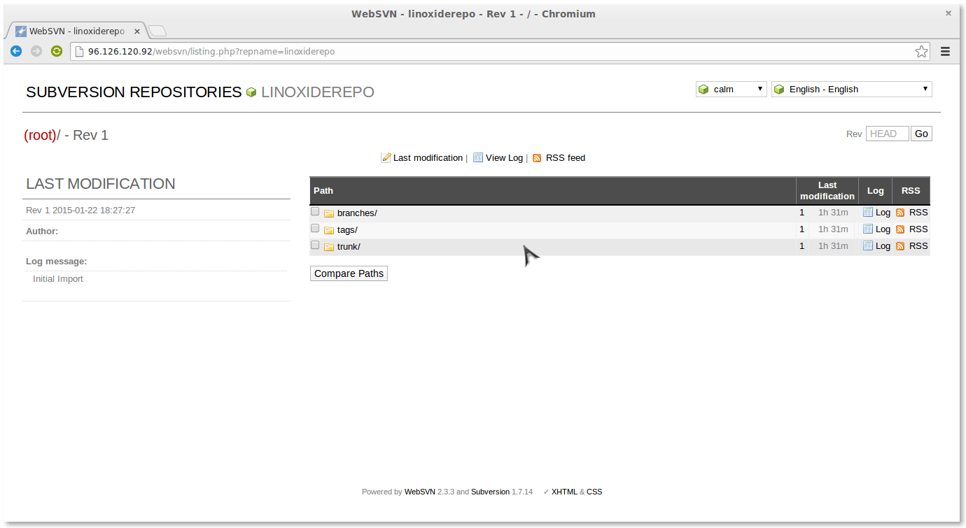 websvn successfully installed