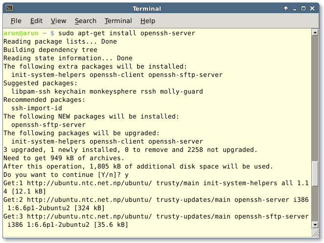 Installing openssh server