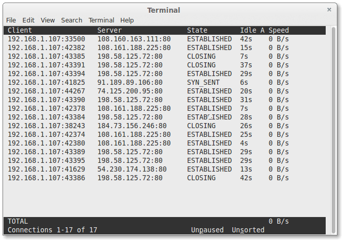 tcptrack port 80