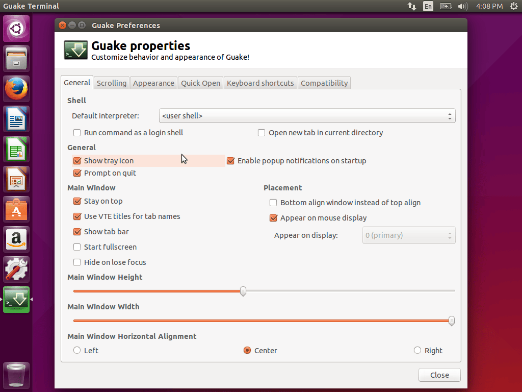 Guake Terminal Properties