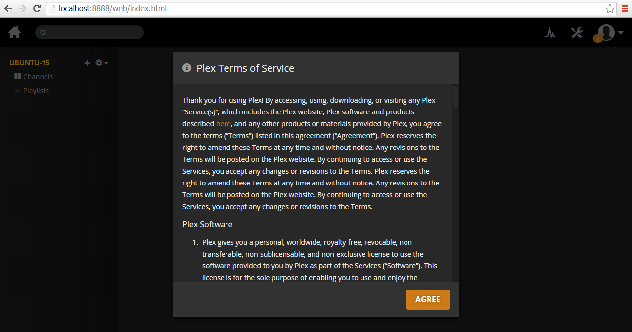 Agree to Plex term