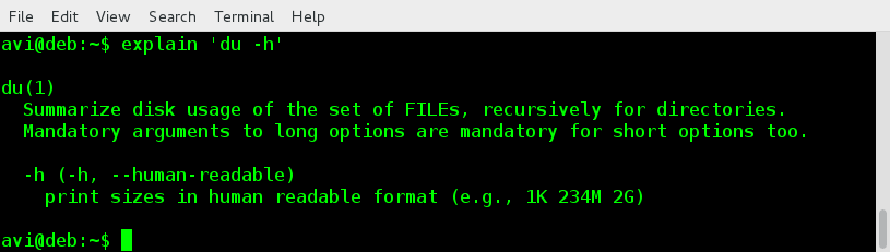 Get Help on du Command