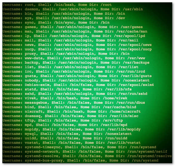 Fig.01: Bash shell scripting- read file line by line demo outputs