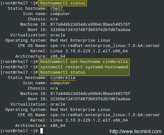 在 RHEL7 中设定系统主机名