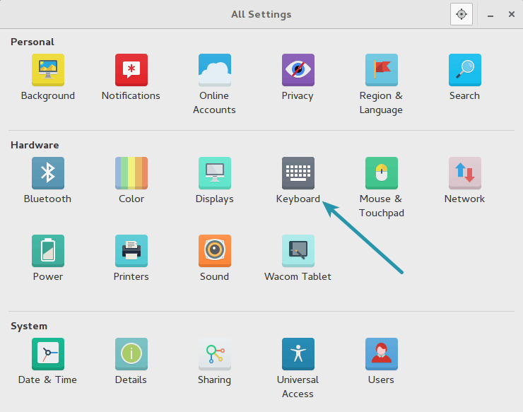 Keyboard settings in GNOME 3