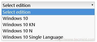 Select Windows 10 Edition