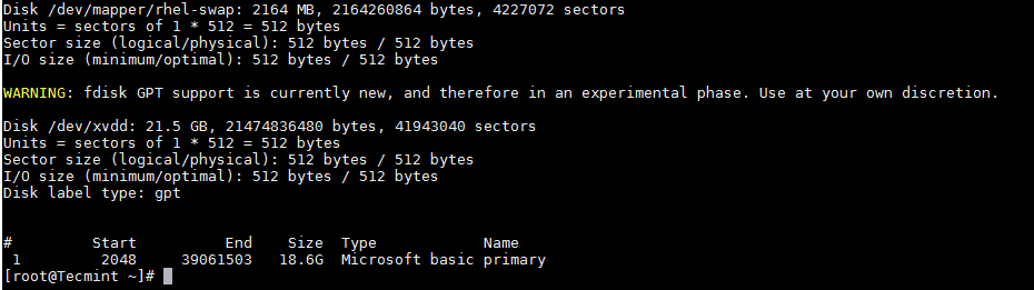 Verify Partition Details