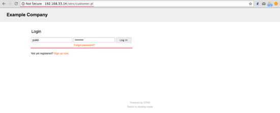 OTRS Customer Login Page
