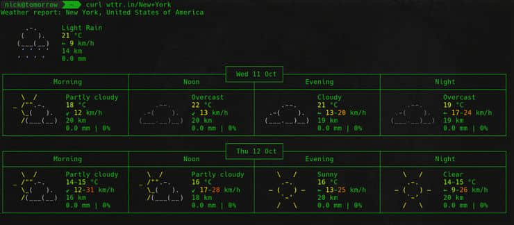 Weather by city from wttr.in