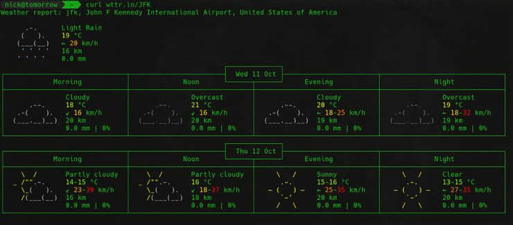 Weather by airport from wttr.in