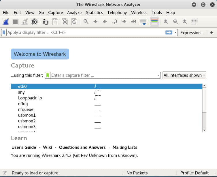 Kali Linux Wireshark