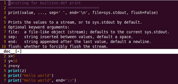 How to view python help when using vim