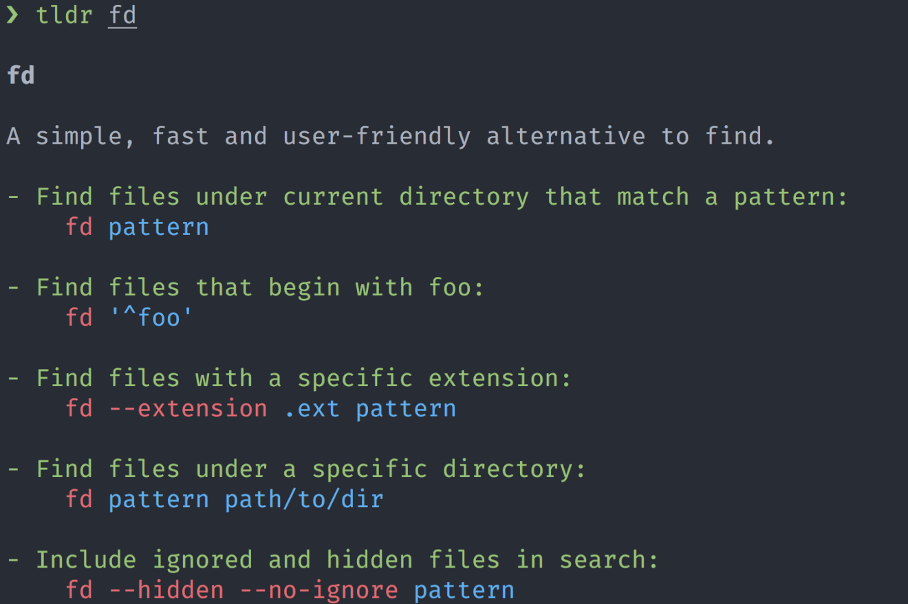 TLDR output for ‘fd’