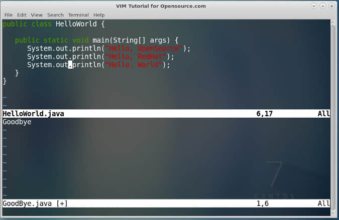 Split mode in Vim