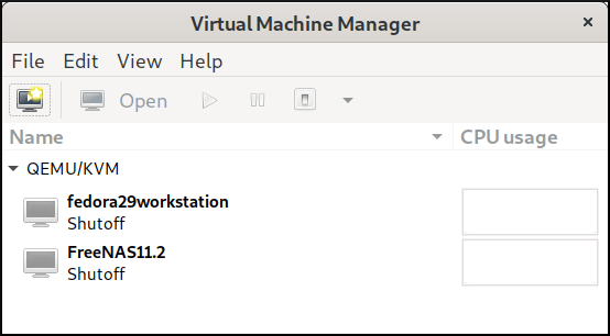 Virtual Machine Manager’s main screen