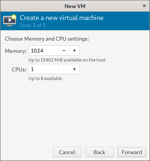 Step 3 Set CPU and Memory