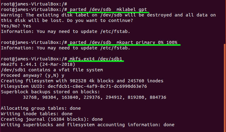 create partition table on drive ubuntu