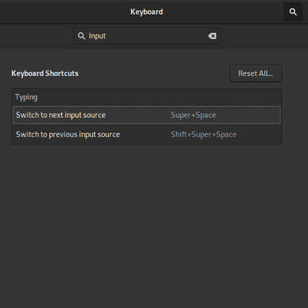 Changing keystroke combination in GNOME settings