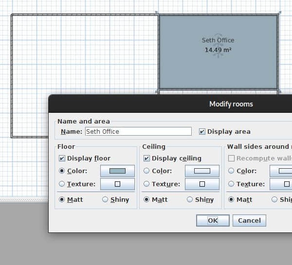 Modifying room floors, ceilings, etc. in Sweet Home 3D