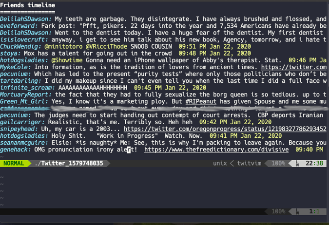 Twitter in Vim