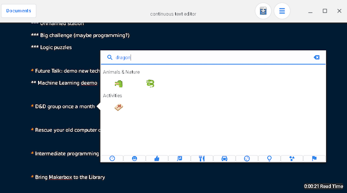 Norka terminal box with pop up box of emoji search menu