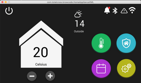 TotalCross simulator running temperature application