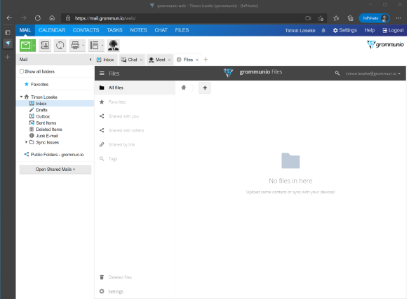 Screenshot of grommunio file sharing space