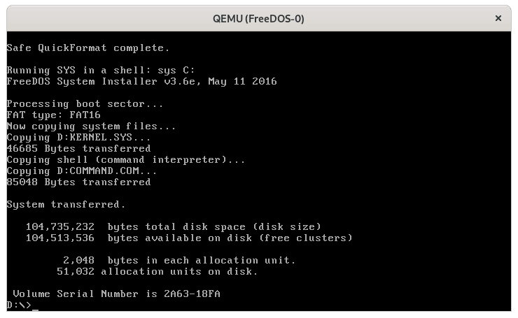 formatting the disk