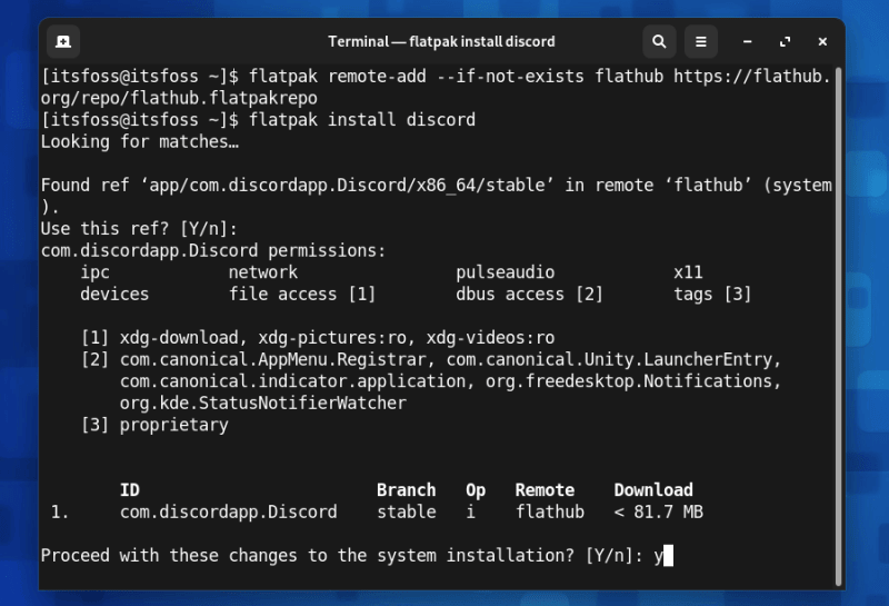 Install Discord via Flatpak