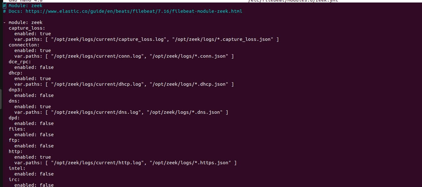 Figure 4: zeek.yml configuration