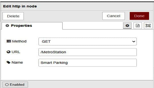 Figure 6: Http in node property configurations