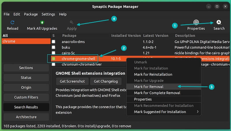 Removing Deb packages using Synaptic package manager