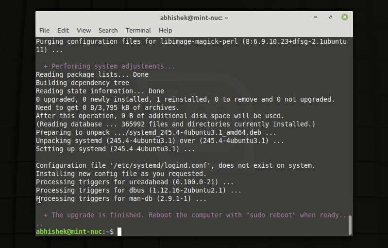 Linux Mint 20 Upgrade Finish