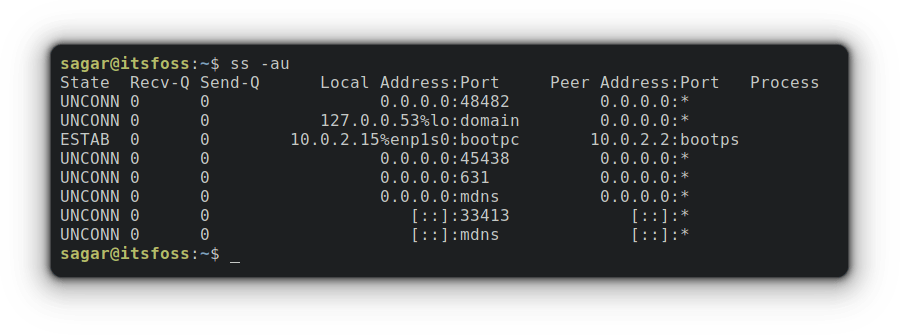 ss -au