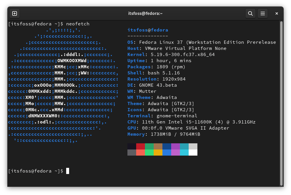 Fedora 37 neofetch