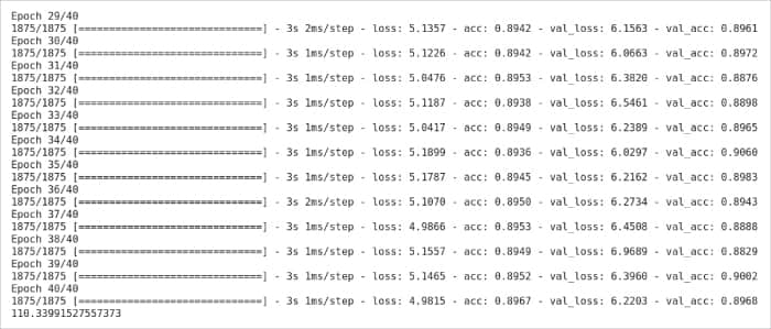 Figure 3: Python takes 110.3 seconds in a neural network