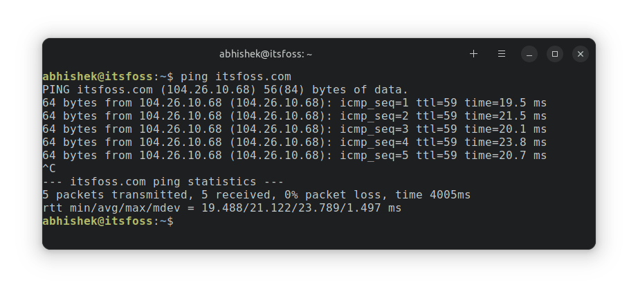 ping command ubuntu