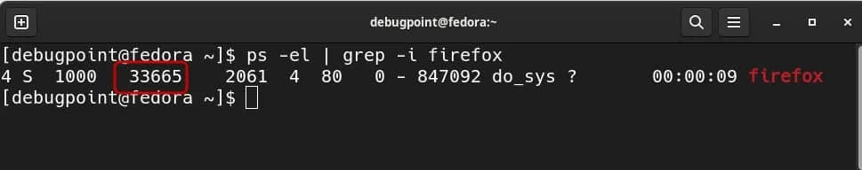 Firefox process id using ps command - example