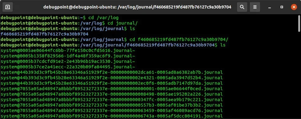 journalctl log file path