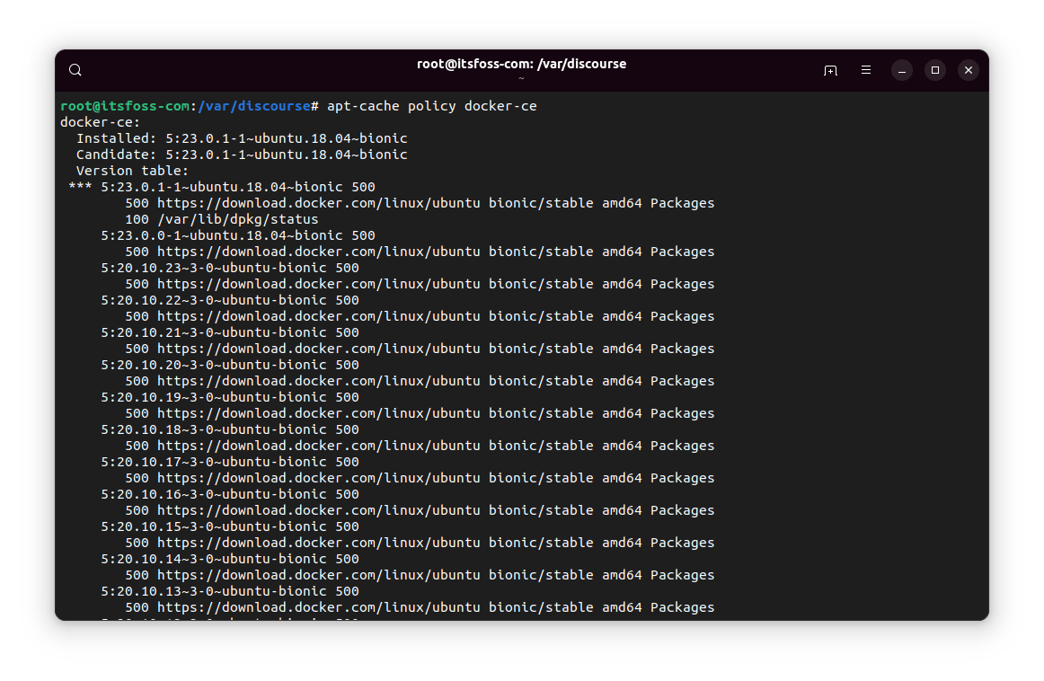 All installable versions of an apt package