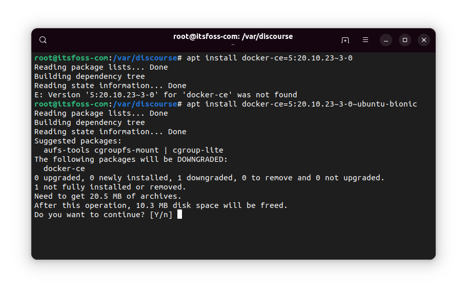 Downgrading an installed package via apt-get command