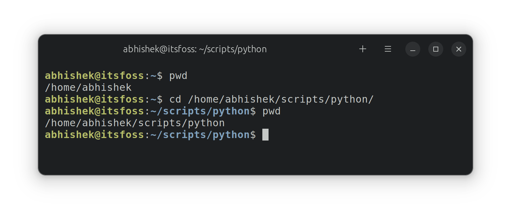 cd command with absolute path