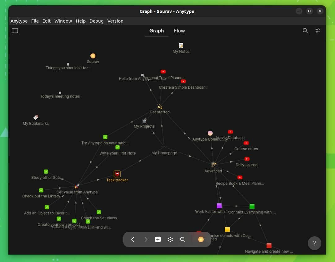 a screenshot of anytype’s graph view